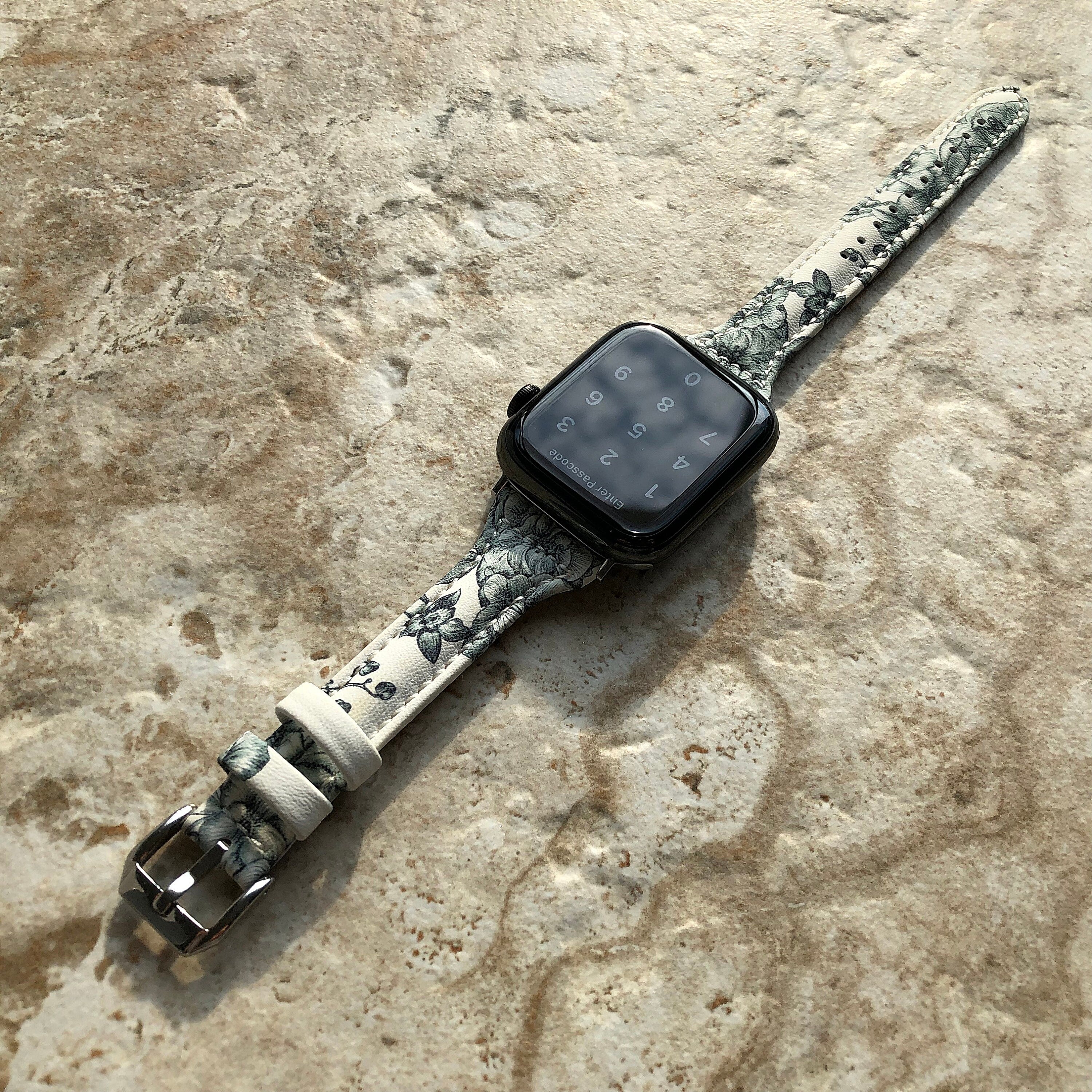 Apple Orchids Flower Band for iWatch Ultra 2 49mm and 9 8 Series 41mm 45mm Case Slim Handmade Elegant Soft Leather Straps Bracelet